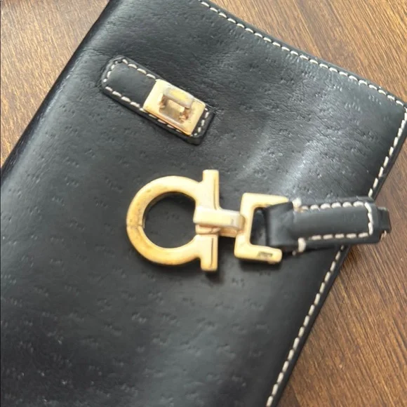 Vintage Ferragamo Black Calfskin Wallet